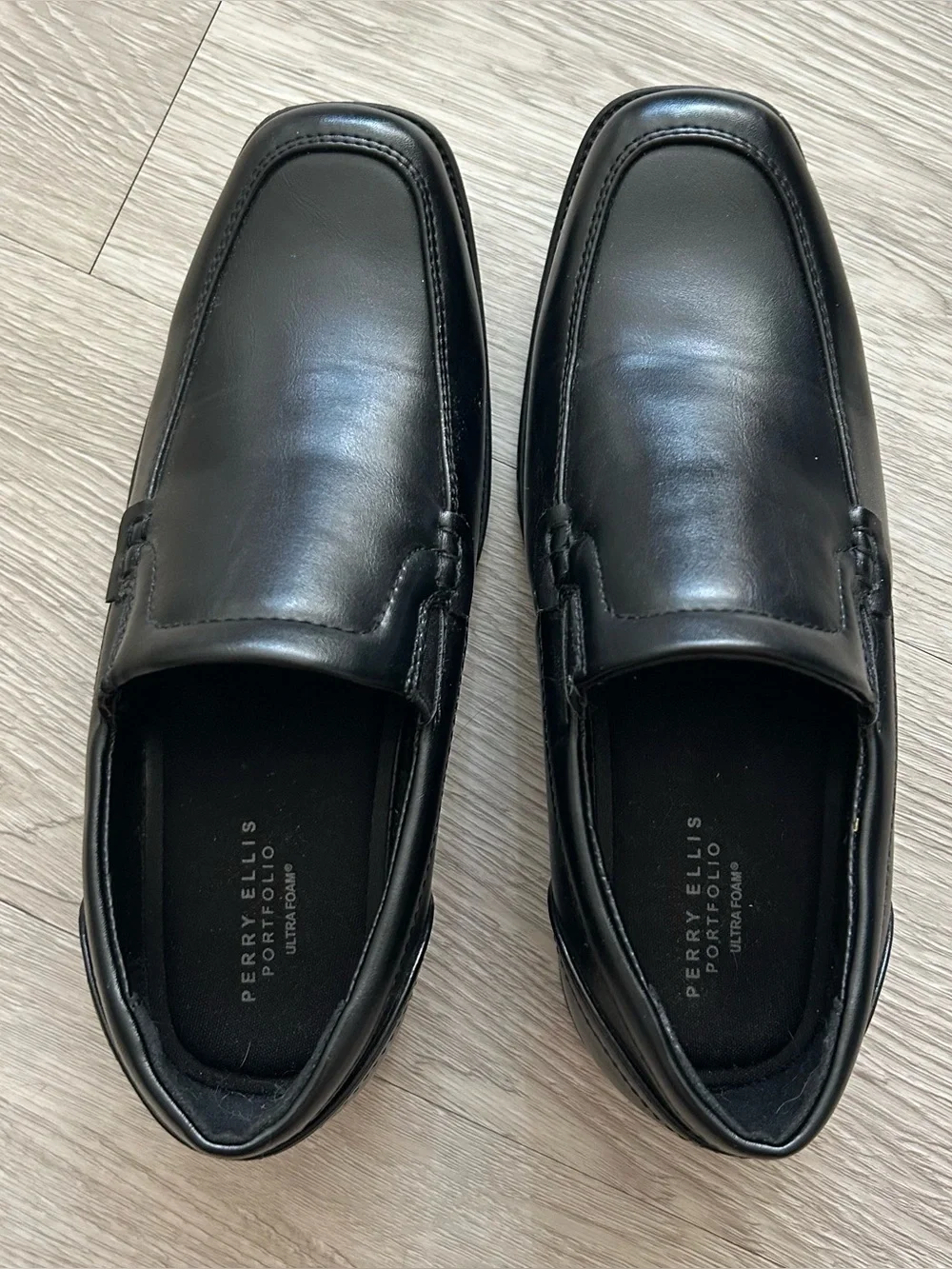 Perry Ellis Portfolio Black Sammy Slip On Loafer Dress Shoes Boys Size 2